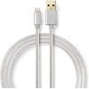 Nedis USB laidas | USB 2.0 | Apple Lightning 8 pin | USB-A vyrelis | 480Mbps | Paauksuotas | 1,00 m | apvalus | Pintas / nailonas | Aliuminis | Pakuotė