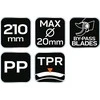 Sekator Genėjimo žirklutės su apvedamaisiais ašmenimis 210 mm, ilgis iki 20 mm, medžiaga: PP, TPR guma dengta rankena