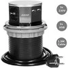 Orno Lizdas Baldinis lizdas Ø10cm, ištraukiamas iš stalviršio, su USB įkrovikliu ir 1,5m laidu, 3x2P+Z, 2xUSB, INOX, schuko