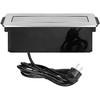 Orno Lizdas meblowe wysuwane su blatu su płaskim frezowanym rantem, ładowarką USB i przewodem 2m, 3 gniazda typ F, 2 x USB (Typ A + C 3,1A; QC 3.0), 3x1,5mm-, juoda-Sidabrinė, INOX, wesja Schuko