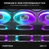 PHANTEKS D30 PWM Reverse Airflow D-RGB, 3-pack - 120mm, juoda