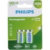 Philips Įkraunama baterija R03B4RTU10/10, Įkraunama baterija, AAA, Nikelio-metalo hidrido (NiMH), 1,2 V, 1000 mAh, Cd (kadmis), Hg (gyvsidabris)
