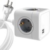 „MicroConnect“ – 4 krypčių „Schuko“, 2 USB prievadų maitinimo blokas – su 1,5 m laidu