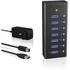 RaidSonic ICYBOX IB-AC618 Icy Box 7 x Port USB 3.0 Hub su USB įkrovimo prievadu, Juodas