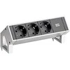 Bachmann Desk2 šakutės lizdas 3 x Type F Juoda, Nerūdijančiojo plieno