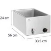 Bain-marie šildytuvas su čiaupu ir matmenų schema