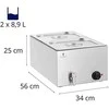 Royal Catering Bain-marie šildytuvas elektrinis su čiaupu 2 x GN 1/2 600 W