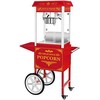 Royal Catering Profesionalus, efektyvus mobilus kukurūzų spragėsių (POPCORN) aparatas ant vežimėlio 230V 1,5kW raudonas