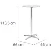 Royal Catering Stalas, apvalus, aukštas, sulankstomas baro stalas, sk. 60 cm 115 cm sidabro - 2 vnt.