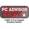 Šakotuvas Komutatorius - LINDY 8 prievadų Gigabit Ethernet darbalaukio jungiklis nevaldomas, 10/100/1000Mbps prievadai
