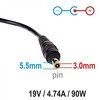 Automobilinis nešiojamojo kompiuterio pakrovėjas Akyga AK-ND-37 (19V / 4.74A 90W 5.5 x 3.0mm + pin) SAMSUNG 1.2m