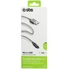 Kabelis USB-microUSB SBS 1 m w otulinie Sidabrinė