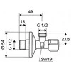 Schell kampinis ventilis 1/2 colio techninis brėžinys