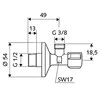 Kampinis ventilis Schell, 1/2'' x 3/8''