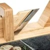 Secret De Gourmet Medinė lenta su pjaustykle, daugiafunkcis virtuvės aksesuaras su stikline lėkšte patiekalams patiekti