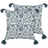 Beliani Lumarko 2 medvilninės dekoratyvinės pagalvės su gėlėmis 45 x 45 cm baltos ir mėlynos spalvos RUMEX!