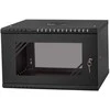LEXI-Net 19" sieninė spinta Basic 6U 520x450, stiklinės durelės, be nugarėlės, išlankstoma, juoda