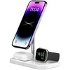 Belaidis magnetinis įkroviklis 3in1 15W telefonams su MagSafe, AirPods, Apple Watch Watch Tech-Protect QI15W A22 baltos spalvos