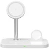 Belaidis magnetinis įkroviklis 3in1 15W telefonams su MagSafe, AirPods, Apple Watch Watch Tech-Protect QI15W A22 baltos spalvos