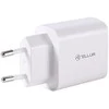 Tellur dviejų prievadų sieninis įkroviklis PDHC PD 20W + QC3,0 18W Baltas