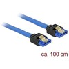 DELOCK Cable SATA 6 Gb/s lizdas tiesus > SATA lizdas tiesus 100cm mėlynas su auksiniais spaustukais