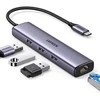 UGREEN CM475 adapteris USB-C šakotuvas prie 3x USB 3.0, RJ45, USB-C PD (pilkas)