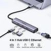 UGREEN CM475 adapteris USB-C šakotuvas prie 3x USB 3.0, RJ45, USB-C PD (pilkas)