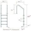 Uniprodo Nerūdijančio plieno baseino kopėčios, 4 pakopos, 1820 mm