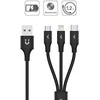 UNITEK kabelis USB 3in1 Juodas microUSB USB-C apšvietimas C14049BK