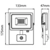 10W LED prožektorius V-TAC, 3000K (šiltai balta), su judesio davikliu, juodu korpusu, SAMSUNG LED chip