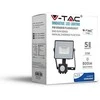 10W LED prožektorius V-TAC, 3000K (šiltai balta), su judesio davikliu, juodu korpusu, SAMSUNG LED chip