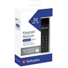 External drive Verbatim klaviatūra Secure USB 3.2 Gen 1 32GB juodos spalvos 49427