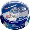 VERBATIM 25x BD-R 25GB vieno sluoksnio duomenų gyvenimo HTL 6x platus spausdinimas be ID