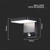 Sieninis šviestuvas V-tac 17W LED sieninis lauko šviestuvas, juodas, 4000K, IP65, su judesio davikliu