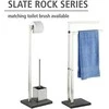 Tualeto popieriaus stovas ir tualeto šepetys, SLATE ROCK - 2 in 1, WENKO