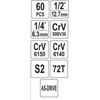 YATO Rinkinys KLUCZY 60el 1/2" / 1/4"