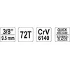 YATO terkšlė 3/8" WYGIĘTA 72 - ZĘBY 0731