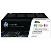 Hewlett Packard (HP) HP 410X 3 pakuočių didelio našumo žalsvai mėlynos spalvos / rausvai raudonos spalvos / geltonos originalios LaserJet dažų kasetės