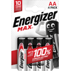 Baterijų Komplektas - Energizer Alkaline Max AA 1,5V 4 Vnt. Ekologiška Pakuotė