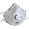 Respiratorius Uvex Silv-Air Classic Carbon 2320 FFP3, puodelio tipo su vožtuvu, pilkas, 3 vnt mažmeninėje pakuotėje