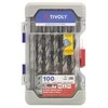 Grąžtas Tivoly Metalo grąžtų rinkinys 100vnt./kpl. HSS Ø1-13 mm, 118° "Skilimo taškas", šlifuoti.