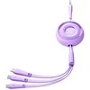 3 viename Joyroom Spalvingas USB į USB-C / Lightning / Micro USB laidas 3.5 A, 1 m (violetinė)