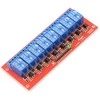 Oem 8 kanalų relės modulis su optoizoliacija - 10A / 250VAC kontaktai - 12V ritė - raudona