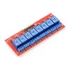 Oem 8 kanalų relės modulis su optoizoliacija - 10A / 250VAC kontaktai - 12V ritė - raudona