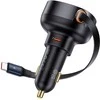 Automobilinis įkroviklis Baseus Enjoyment Pro su USB-C laidu, 60 W (juodas)