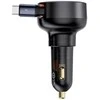 Automobilinis įkroviklis Baseus Enjoyment Pro su USB-C laidu, 60 W (juodas)