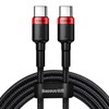 Baseus Cafule PD2.0 100W blykstė įkrovimo USB-C kabelis 20V 5A 2m - Raudonas / Juodas