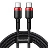 Baseus Cafule PD2.0 100W blykstė įkrovimo USB-C kabelis 20V 5A 2m - Raudonas / Juodas