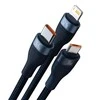 Baseus Flash 3 su 1-ben USB įkrovikliu, USB-C + Micro USB + Lightning 66 W, 1.2 m (kek)
