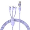 Baseus Flash Series 2 trys viename kabelis USB-C + mikro USB + Lightning violetinis 100 W, 1.5 m